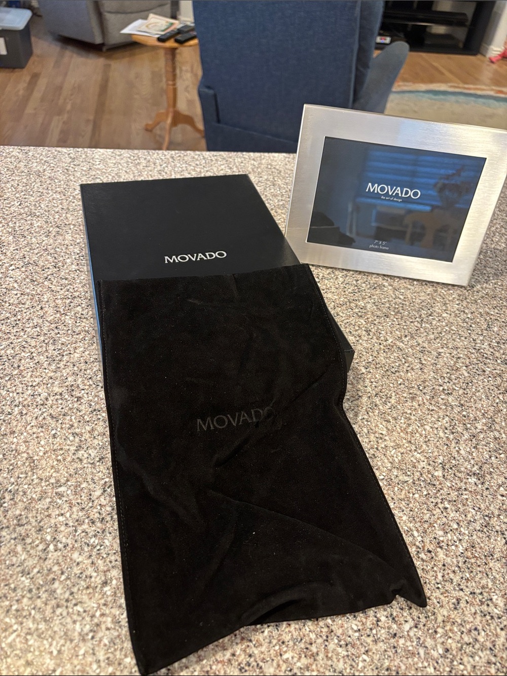 Authentic Movado Brushed Silver 5x7 Photo Frame
